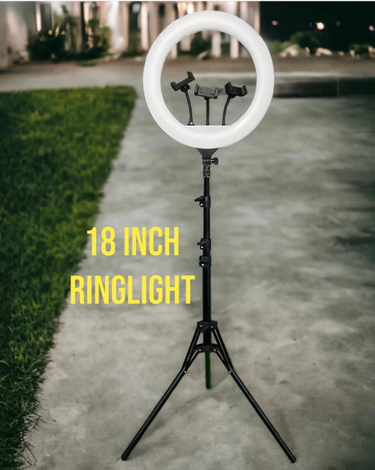 Professional "18"RingLight with 8 Feet stand for Videos, Youtube, Tiktok, Selfies (3 Modes)