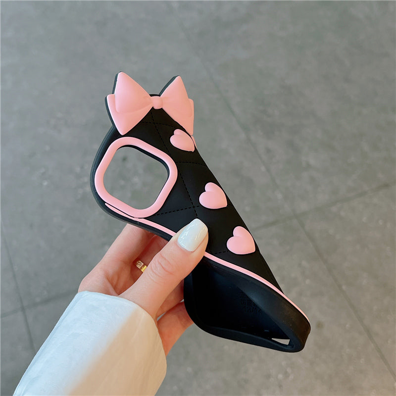 New Stylish Bow Heart Cute Black Love Phone Case