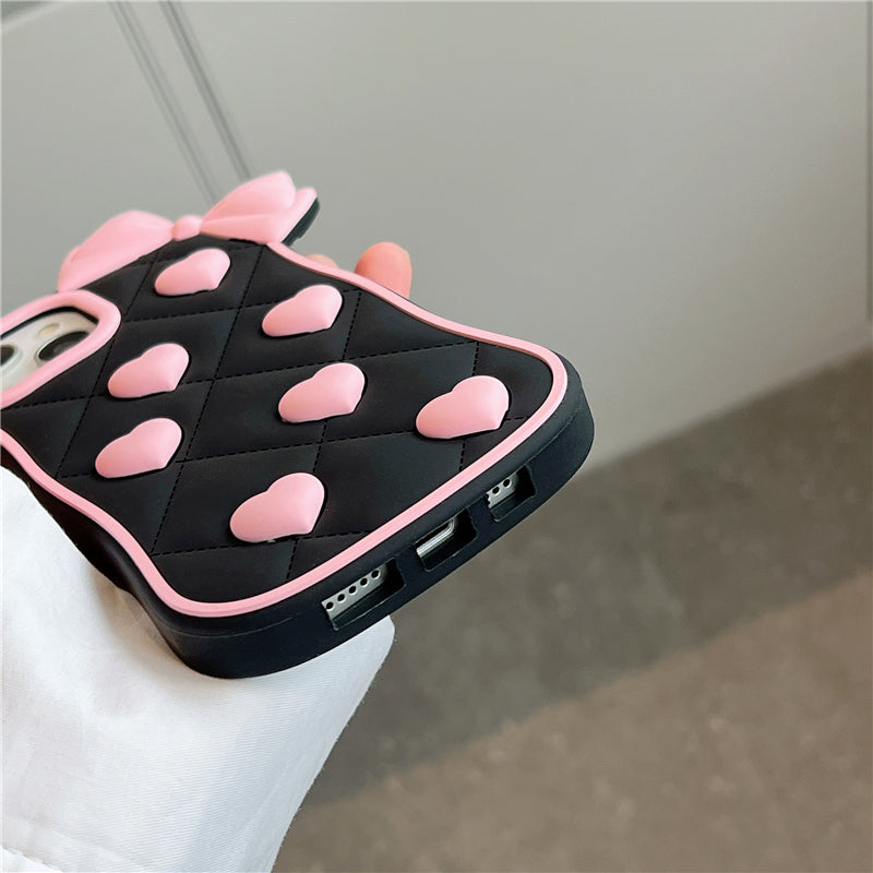 New Stylish Bow Heart Cute Black Love Phone Case