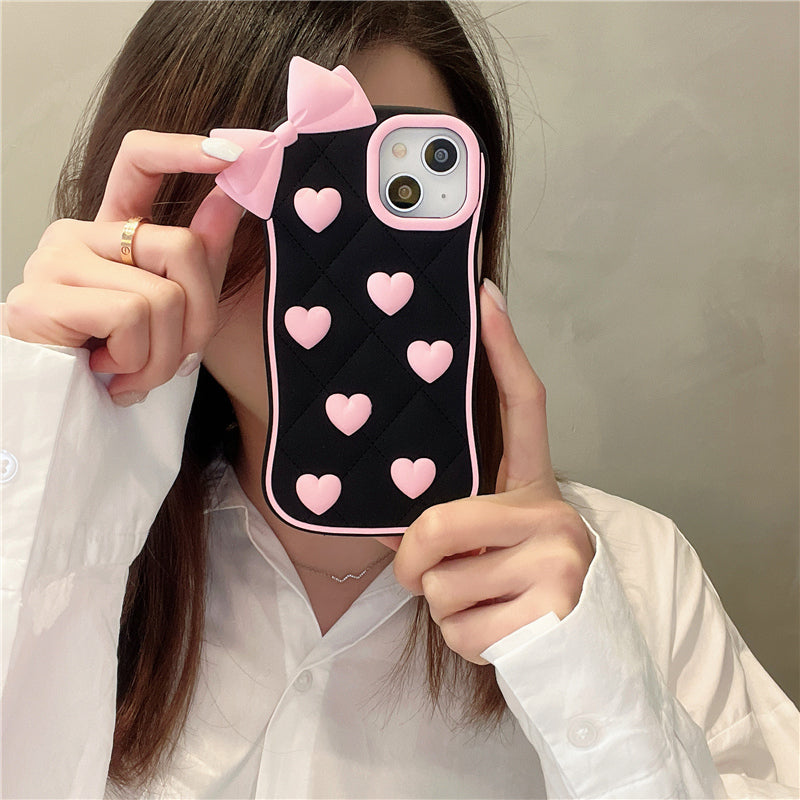 New Stylish Bow Heart Cute Black Love Phone Case