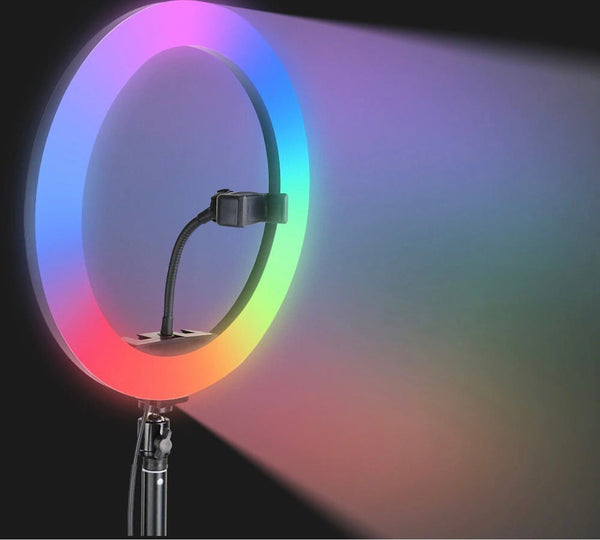 33CM Tiktok RGB Ringlight with 7ft stand (16 Modes or Colors of Illumination for Creativity in Pakistan")