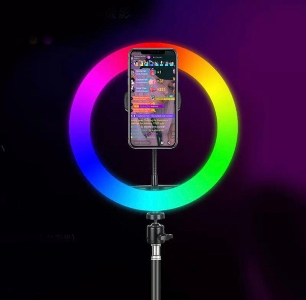 33CM Tiktok RGB Ringlight with 7ft stand (16 Modes or Colors of Illumination for Creativity in Pakistan")