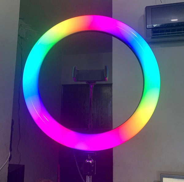 33CM Tiktok RGB Ringlight with 7ft stand (16 Modes or Colors of Illumination for Creativity in Pakistan")