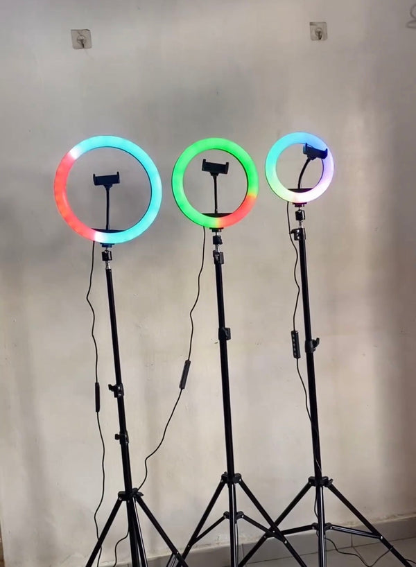 33CM Tiktok RGB Ringlight with 7ft stand (16 Modes or Colors of Illumination for Creativity in Pakistan")