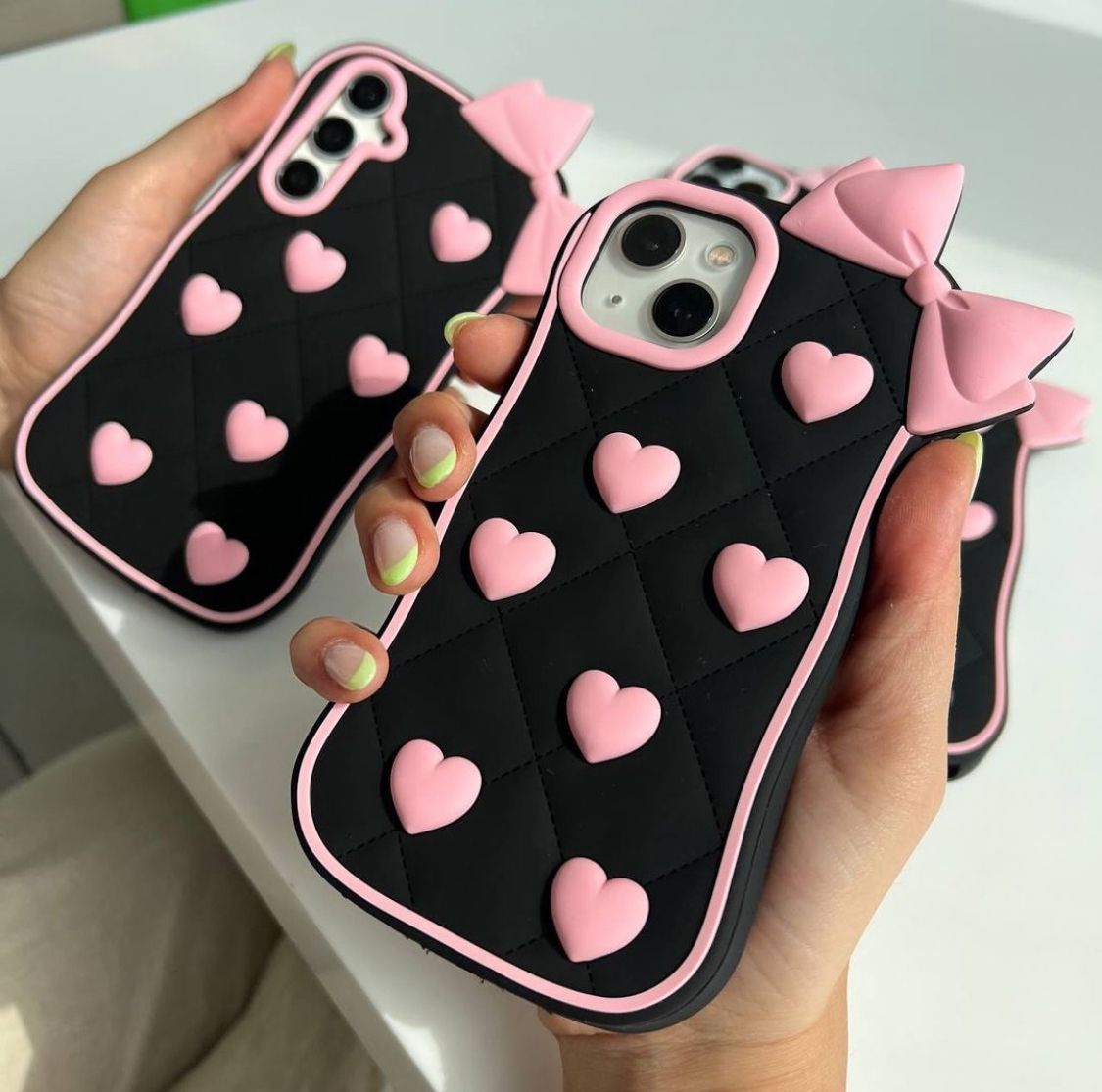 New Stylish Bow Heart Cute Black Love Phone Case