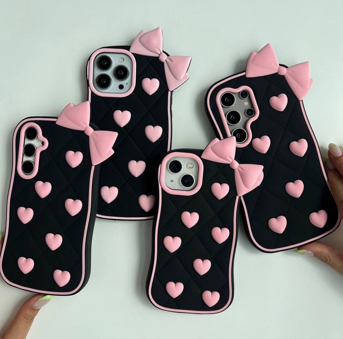 New Stylish Bow Heart Cute Black Love Phone Case