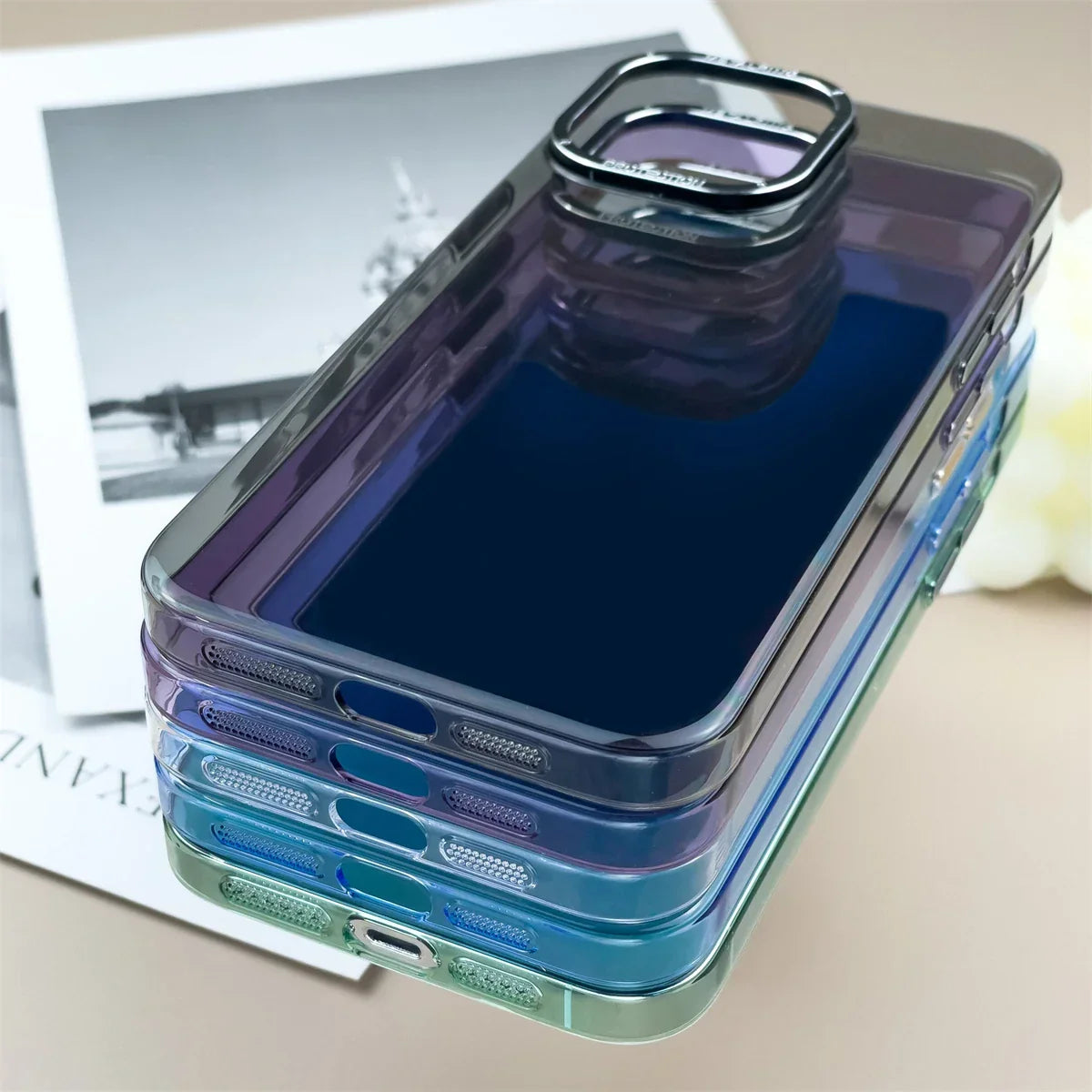 Luxury Transparent Metal Lens Frame Phone Case For