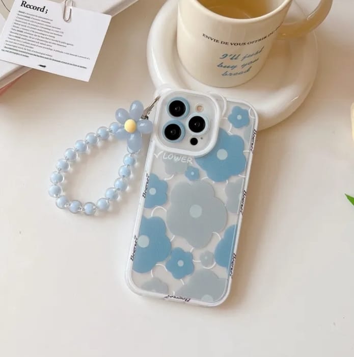 Blue Floral Case With Bracelet