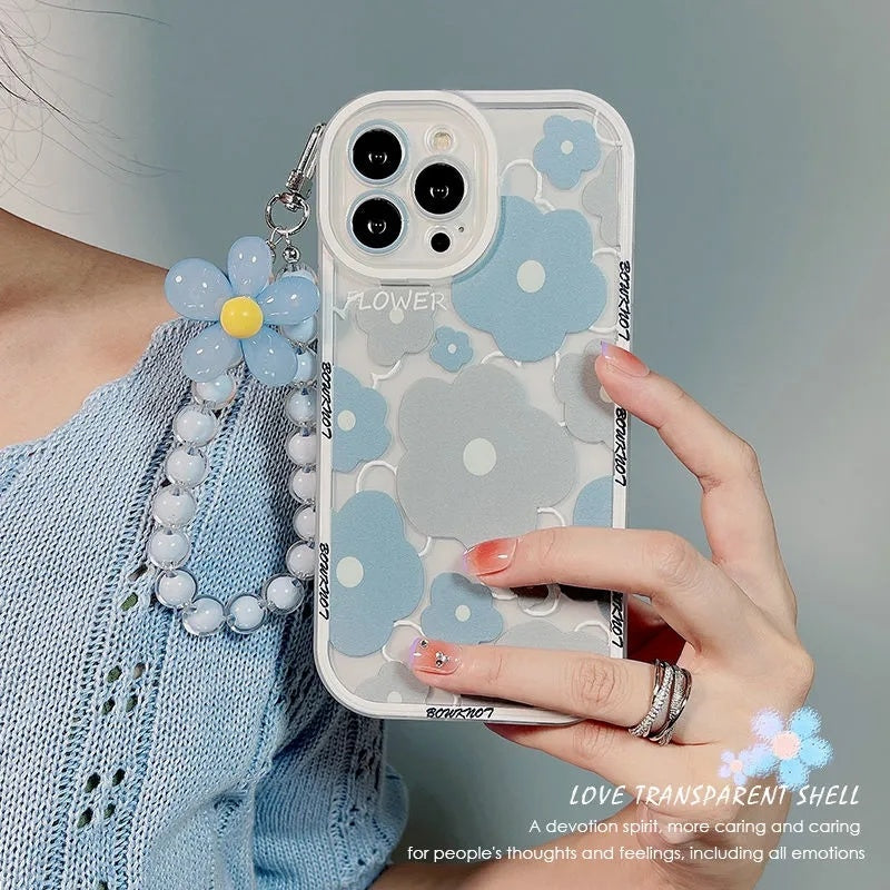 Blue Floral Case With Bracelet