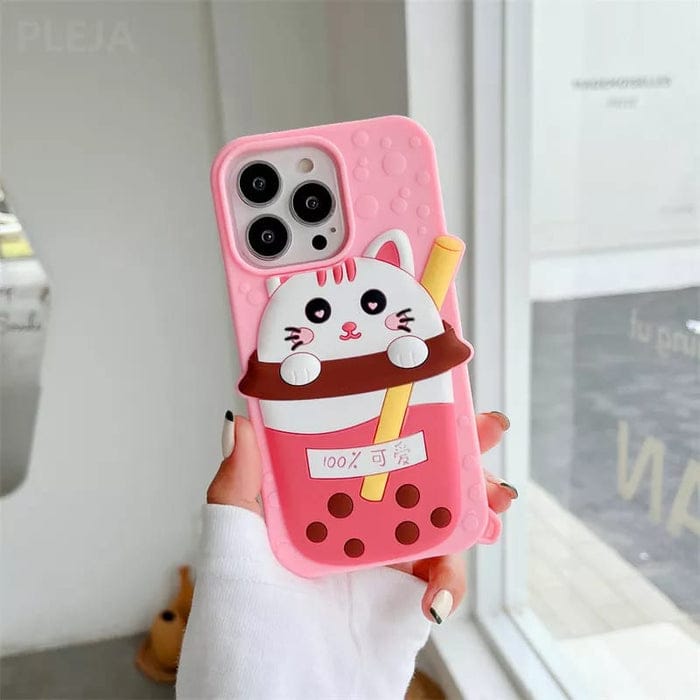 Cute Cat Pink Cup Case