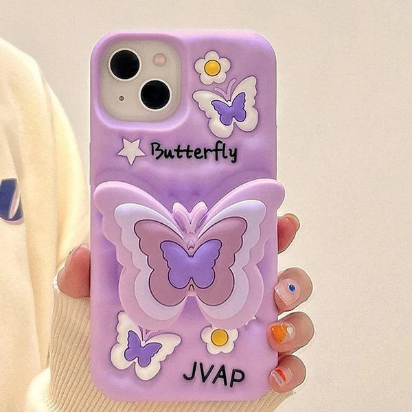 3D Butterfly Folding Stand Bracket Phone Case