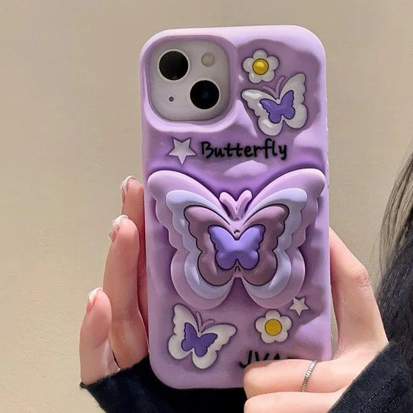 3D Butterfly Folding Stand Bracket Phone Case