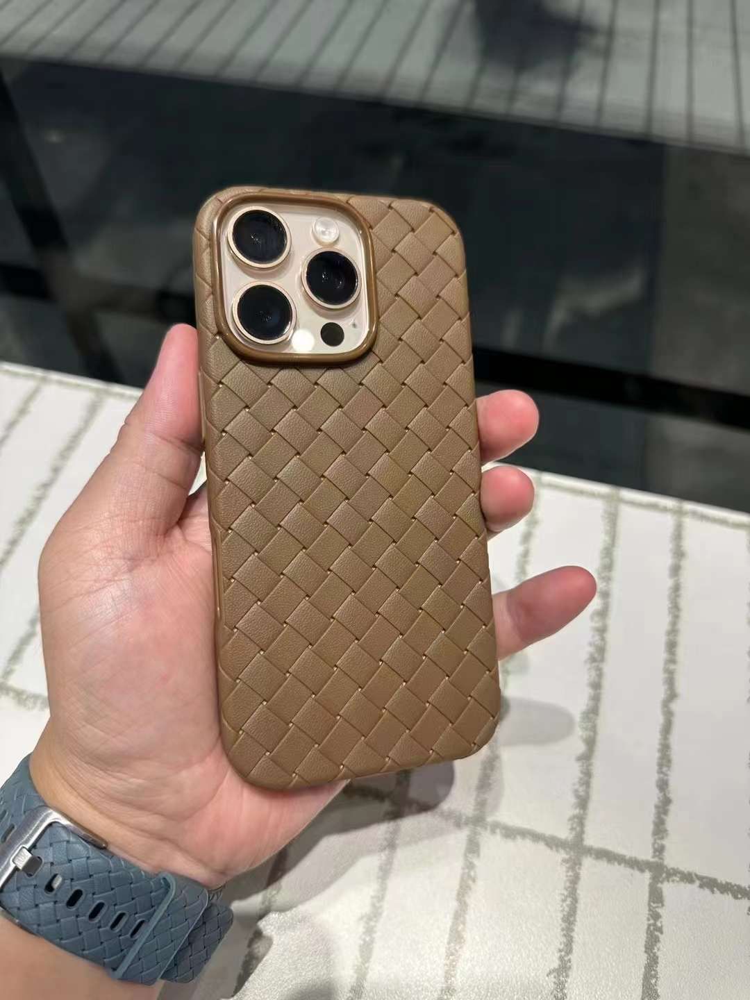 Desert Titanum Leather WOVEN PHONE CASE