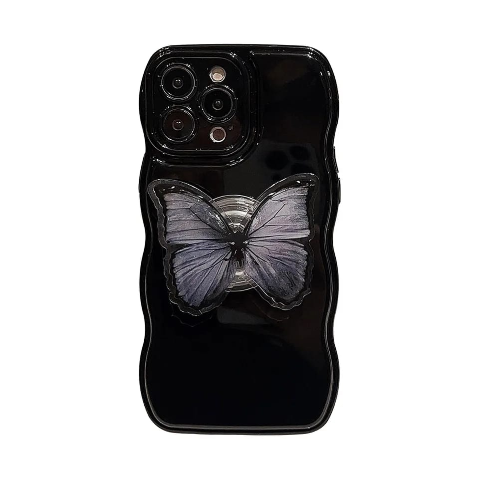 Black Round Camera Protection Butterfly Case With Popsockt