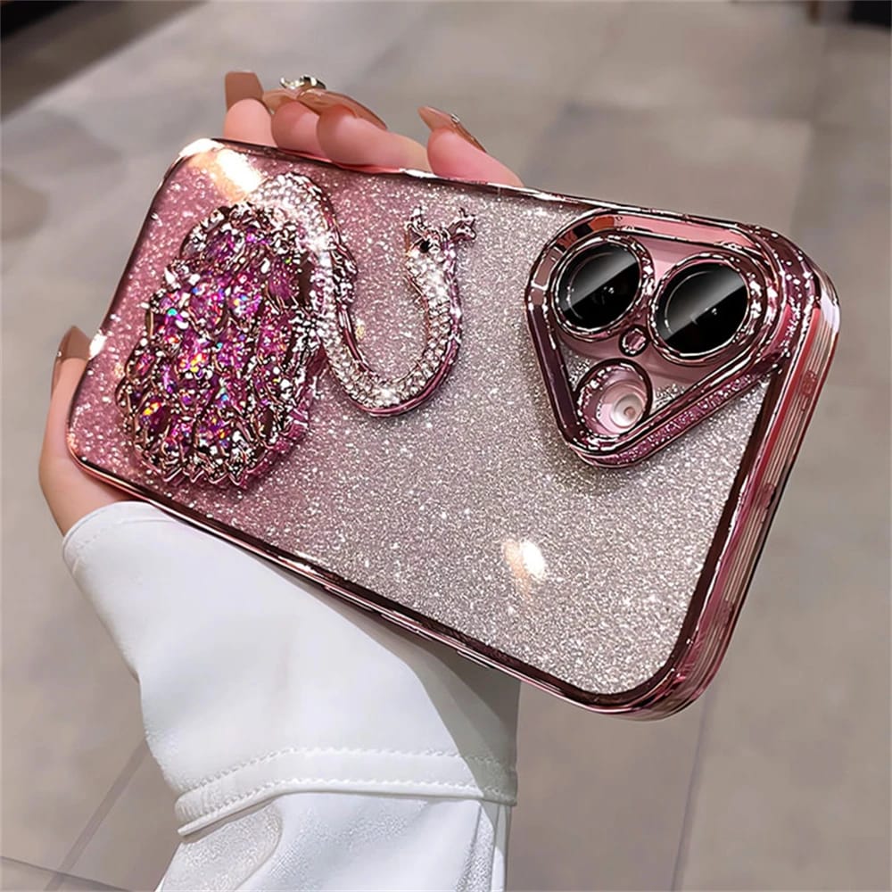 Electroplated Glitter Diamond Swan Protective case