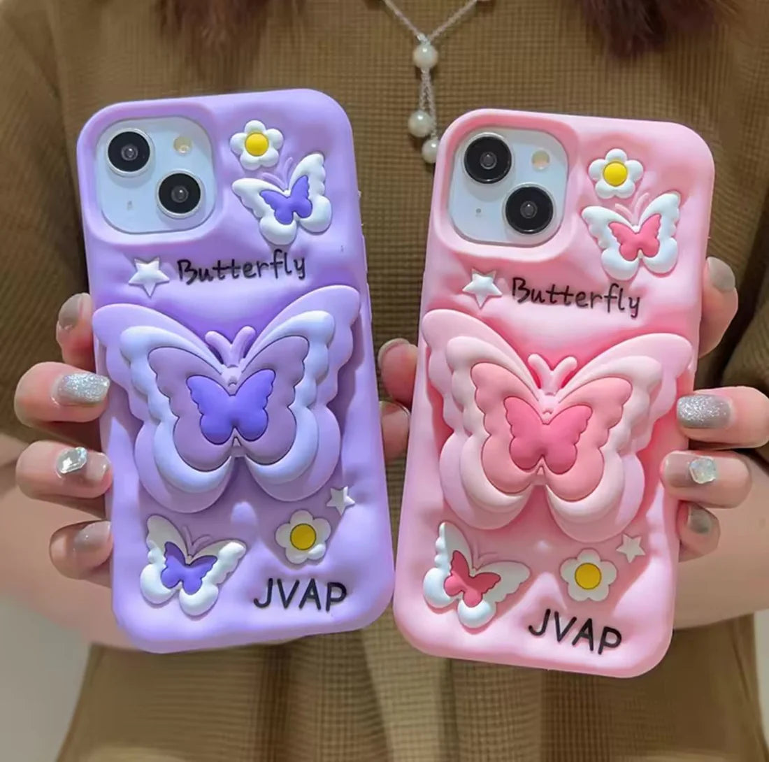 3D Butterfly Folding Stand Bracket Phone Case