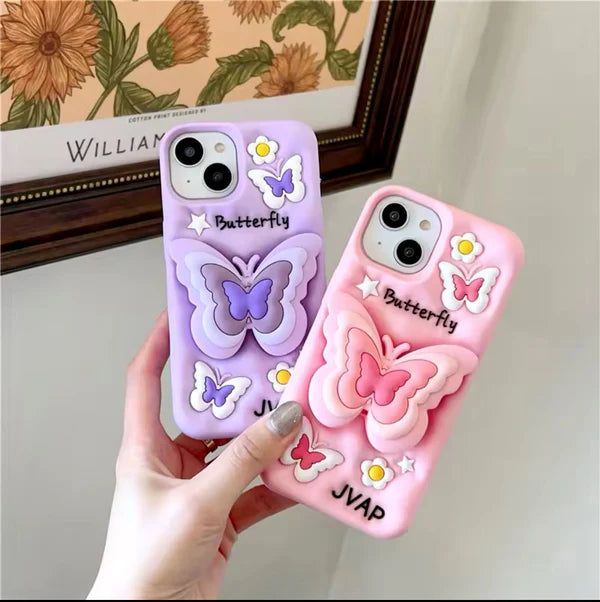 3D Butterfly Folding Stand Bracket Phone Case