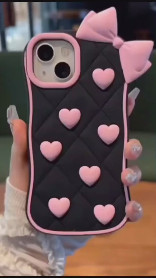 New Stylish Bow Heart Cute Black Love Phone Case